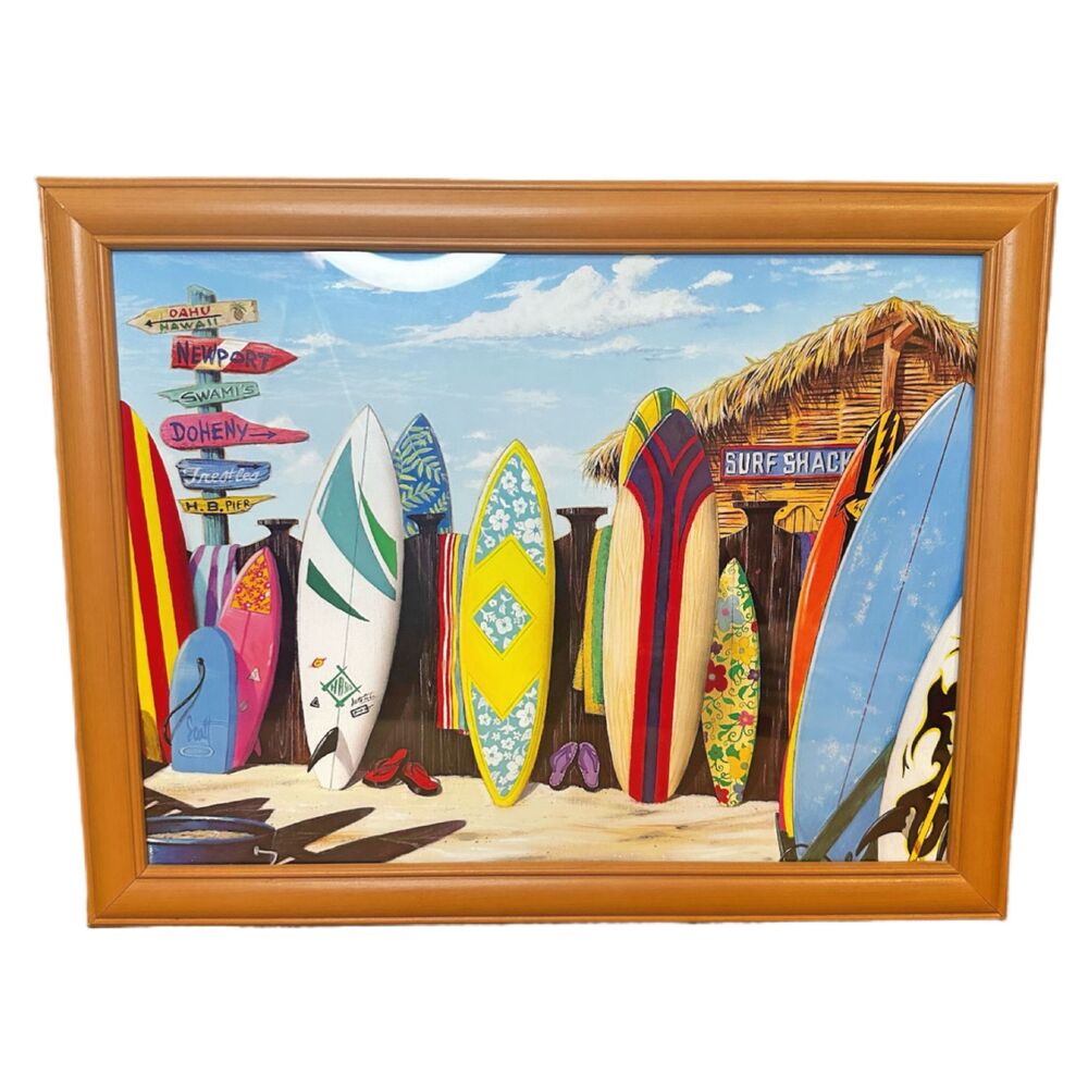 Vintage 12x16" Print called "Surf Shack" Nautical Boho Beach Coastal Tropical